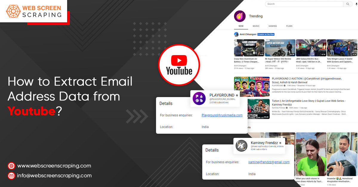 how to extract email from youtube channel